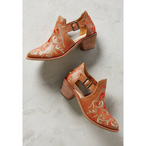 Anthropologie KELSI DAGGER Kline Brown Tan Cowboy Boots Ankle Booties